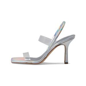 MARC FISHER Womens Silver Transparent Dekle Stiletto Slingback Sandal 6.5 M